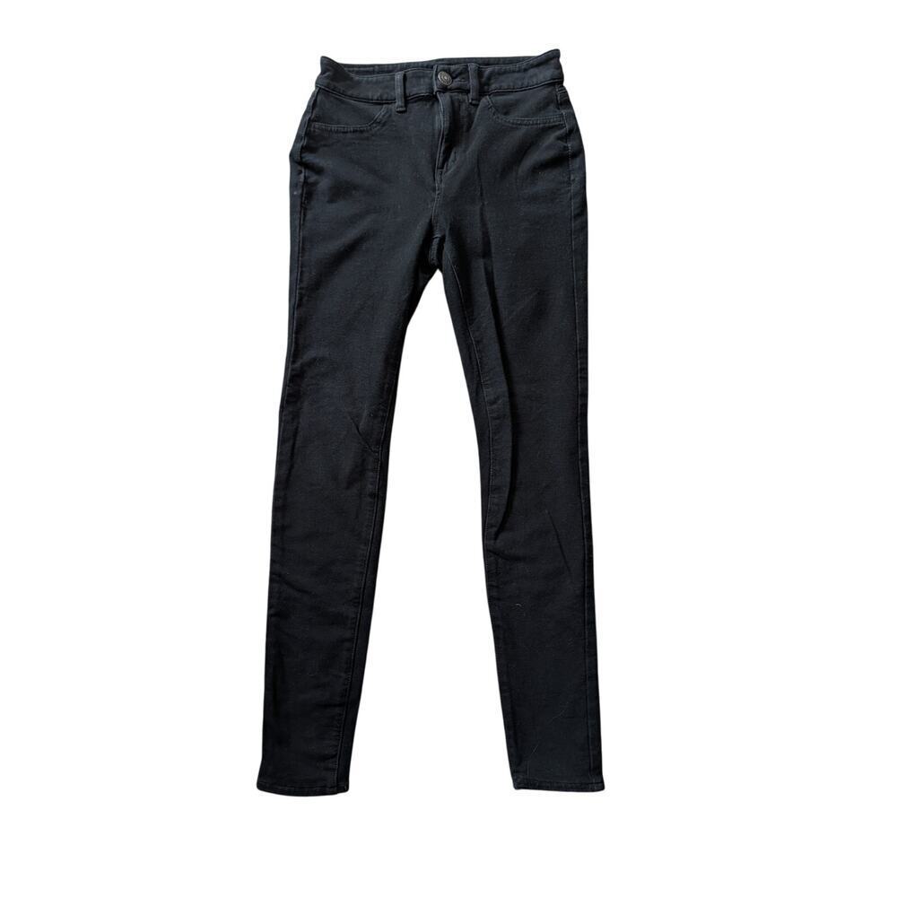 AMERICAN EAGLE Woman's Jeans/Pants 4 LONG/TALL; jersey knit soft Black; skinny